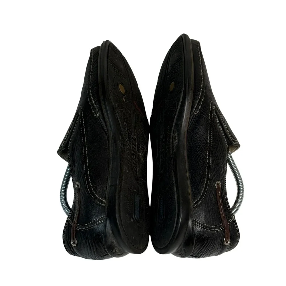 Fluchos Mens Black Pebbled Leather Slip On Loafers Spain EU 44 Shock Absorb